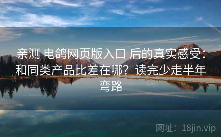 亲测 电鸽网页版入口 后的真实感受：和同类产品比差在哪？读完少走半年弯路